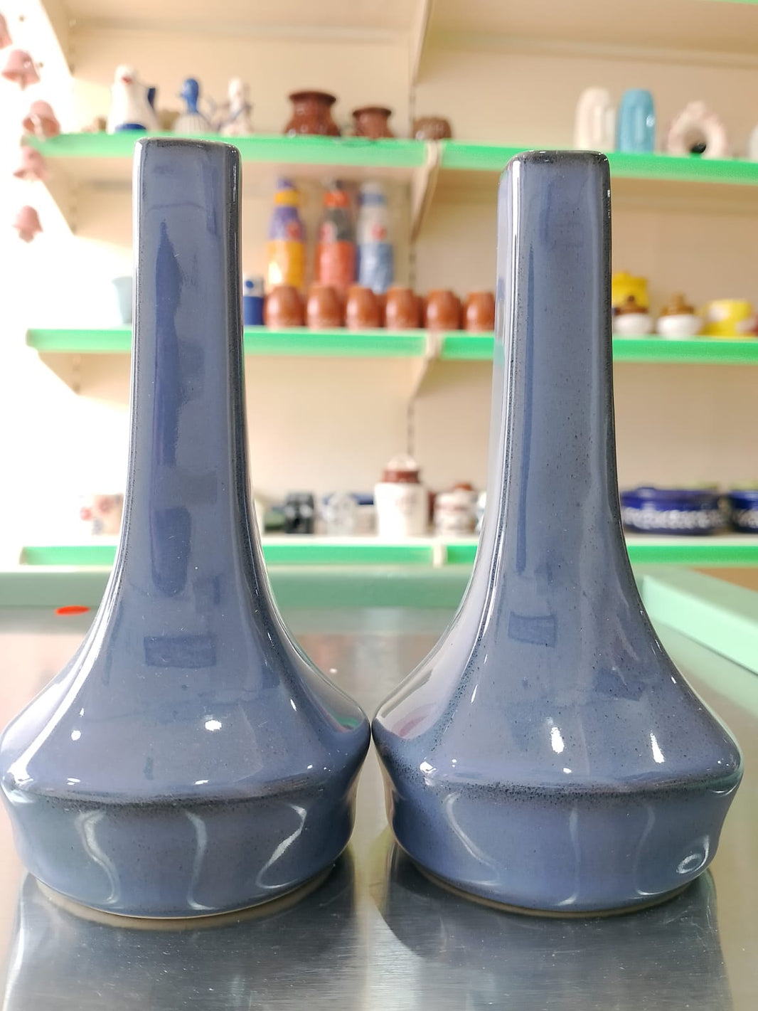 Vintage pair art pottery vases