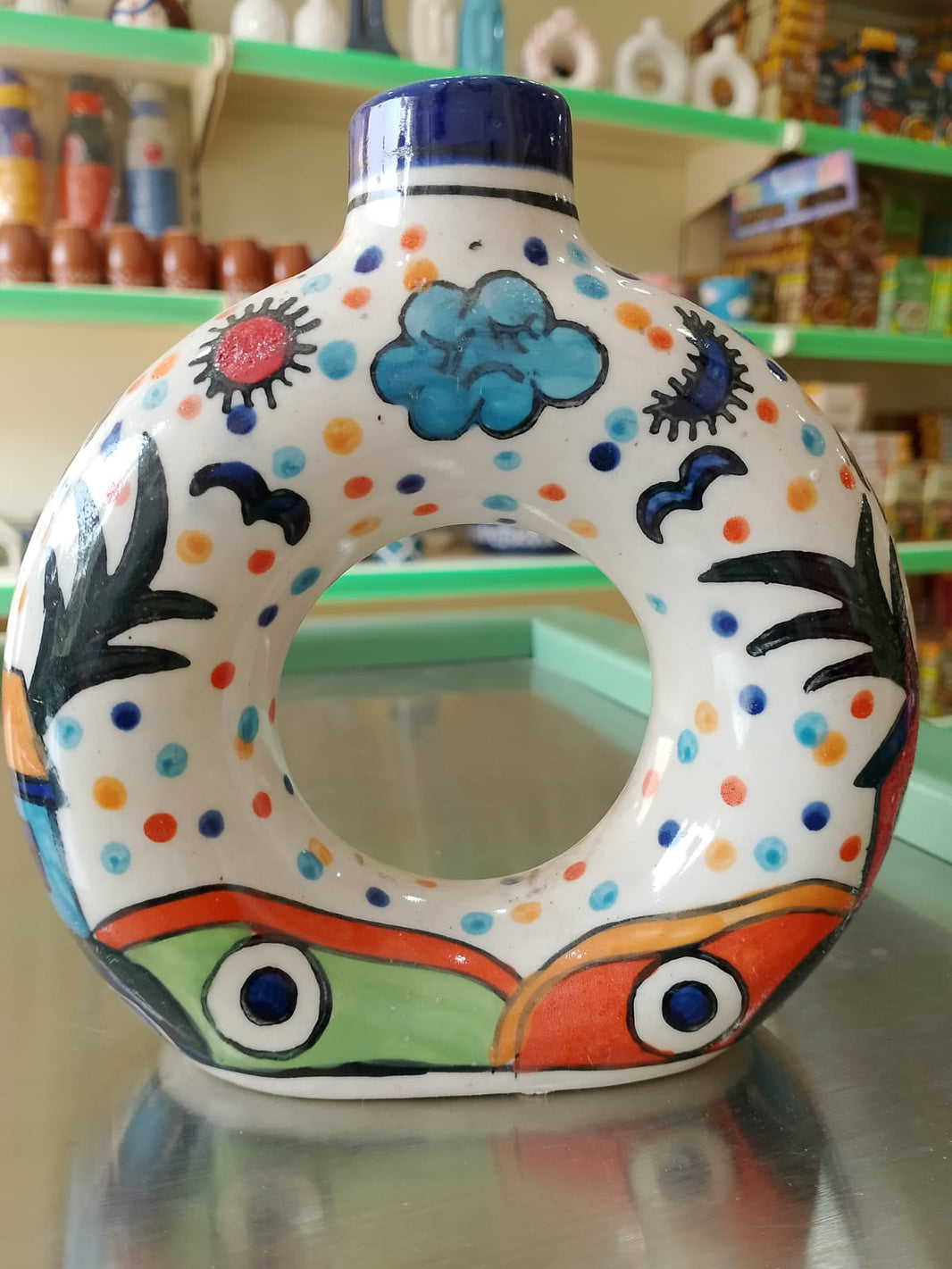 Donut flower printed vase